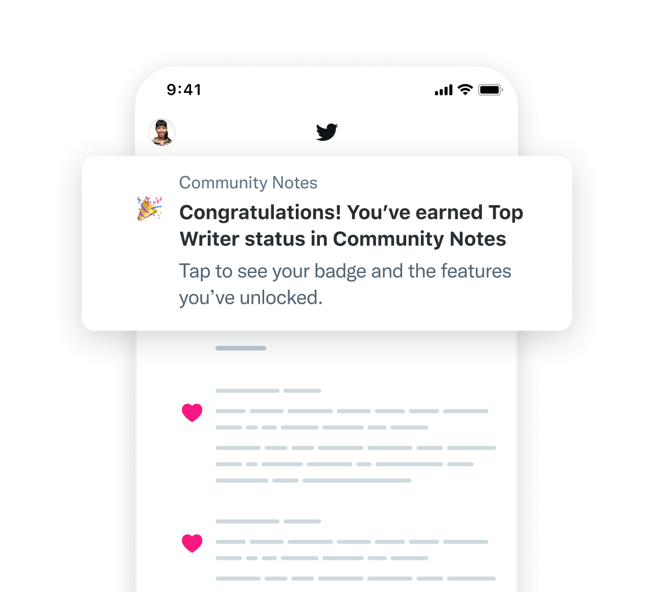 Notification for top writers
